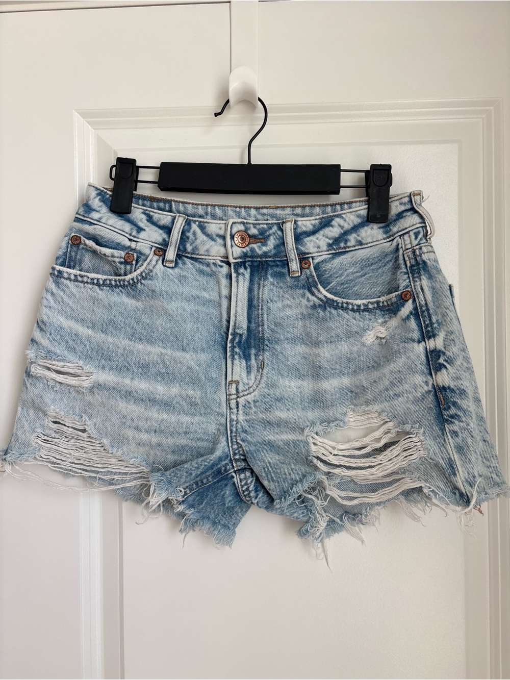 American Eagle Outfitters Light Blue Distressed Denim Shorts